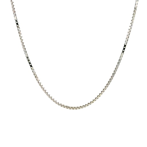 [002112] Box Chain Necklace | 60cm 18ct White Gold
