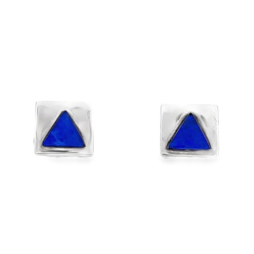 [002114] Solid Opal Stud Earrings In Sterling Silver