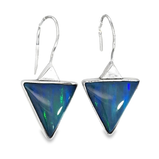 [002116] Sterling Silver Earrings With Opals