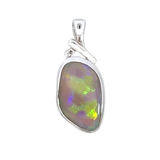[002125] Black Opal Pendant Set In Sterling Silver
