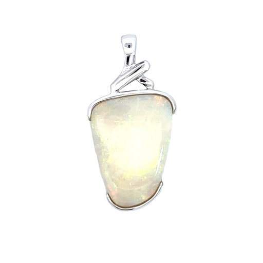 [002126] White Opal Pendant Set In Sterling Silver