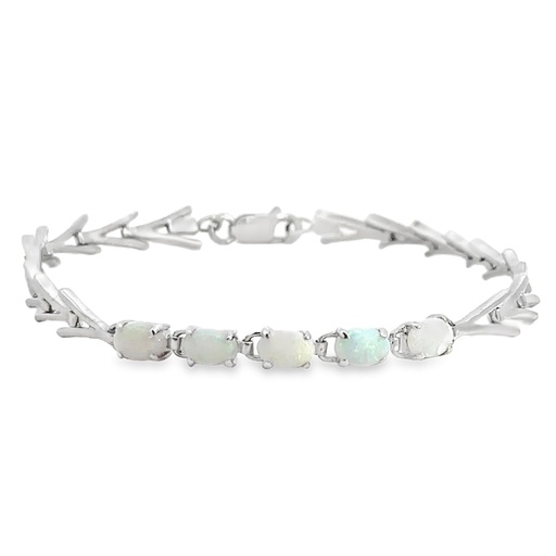 [002130] White Opal Bracelet in Sterling Silver