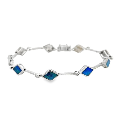 [002131] Doublet Opal And Diamond Bracelet in Sterling Silver
