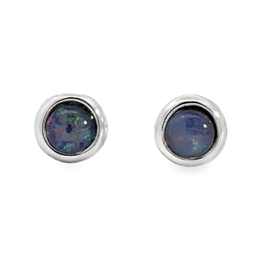 [002132] Triplet Opal Stud Earrings In Sterling Silver