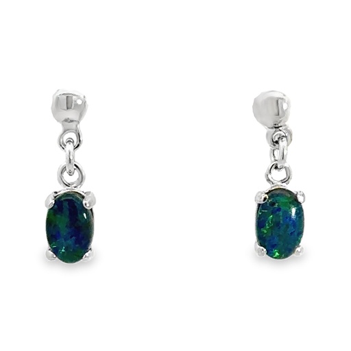 [002134] Triplet Opal Stud Earrings In Sterling Silver