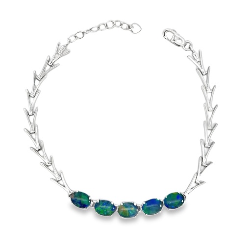 [002139] Triplet Opal Bracelet in Sterling Silver