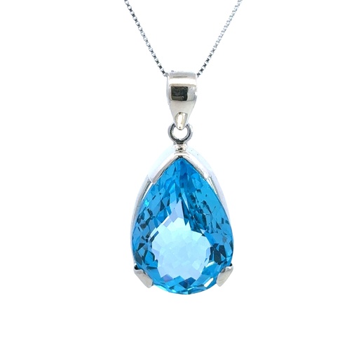 [002147] Blue Topaz Pendant In Sterling Silver