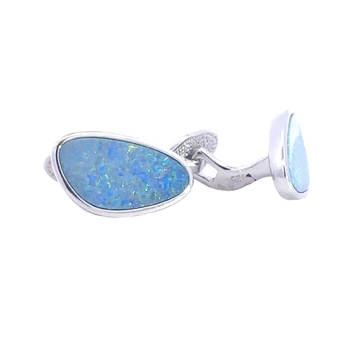 [002165] Cufflink Doublet Opal Sterling Silver