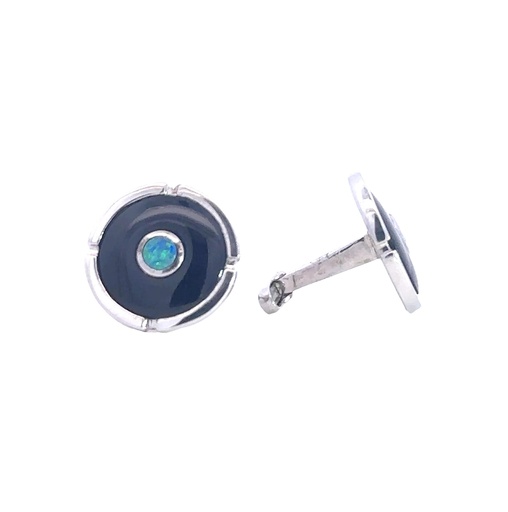 [002166] Cufflink Doublet Opal Sterling Silver