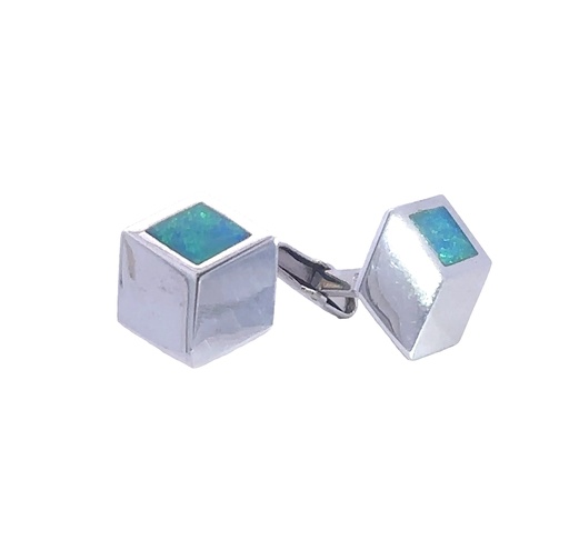 [002167] Cufflink Crystal Opal Sterling Silver