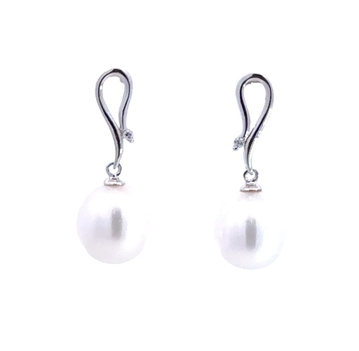 [002174] Freshwater Pearl Drop Earrings Sterling Silver