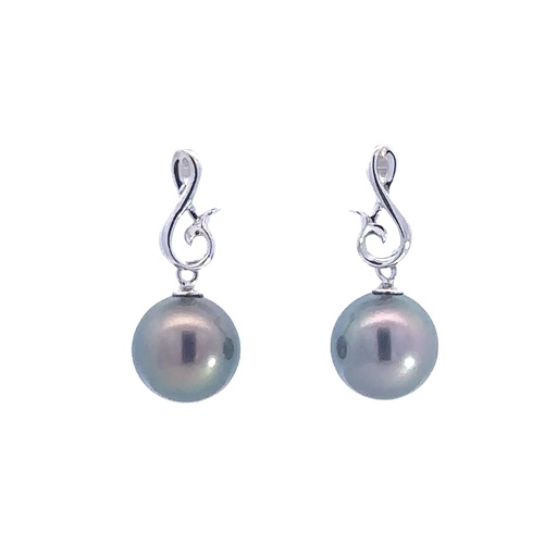 [002180] Tahitian Pearl Drop Studs In Sterling Silver