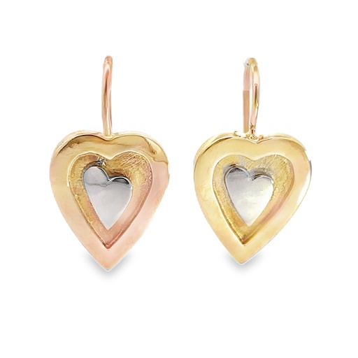 [002186] Heart Earrings | 9K Two-Tone Gold