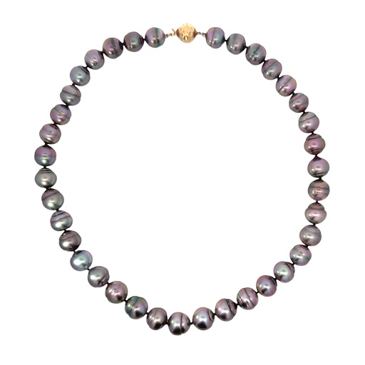 [002199] Tahitian Pearl Necklace With 14ct Yellow Gold Ball Clasp