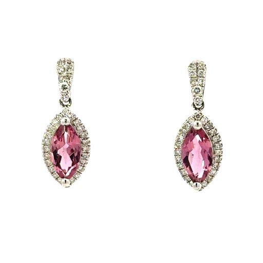 [002202] Pink Tourmaline Earrings In 9ct White Gold