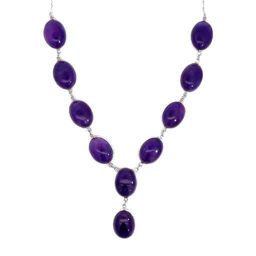 [002206] Amethyst Necklace In Sterling Silver