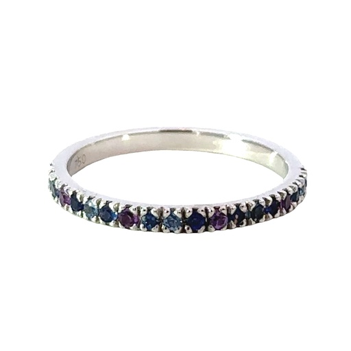[002213] Sapphire And Aquamarine 18ct White Gold Ring
