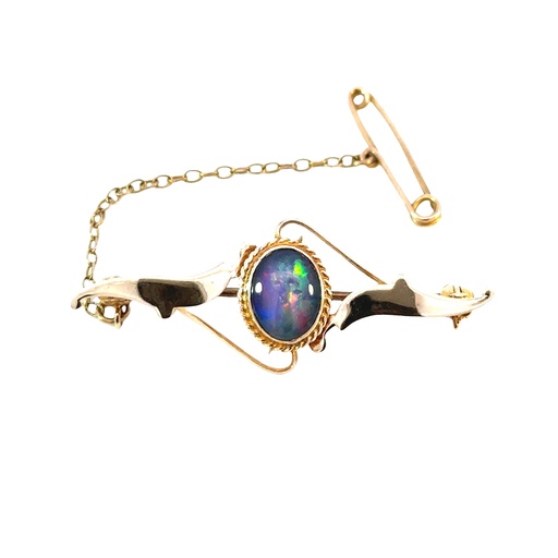 [002218] Triplet Opal Brooch In 9ct Yellow Gold