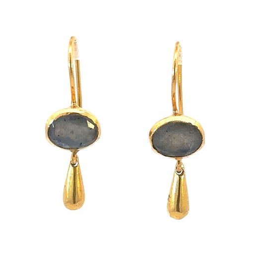[002248] Earrings | Gold Plated Brass With Labradorite