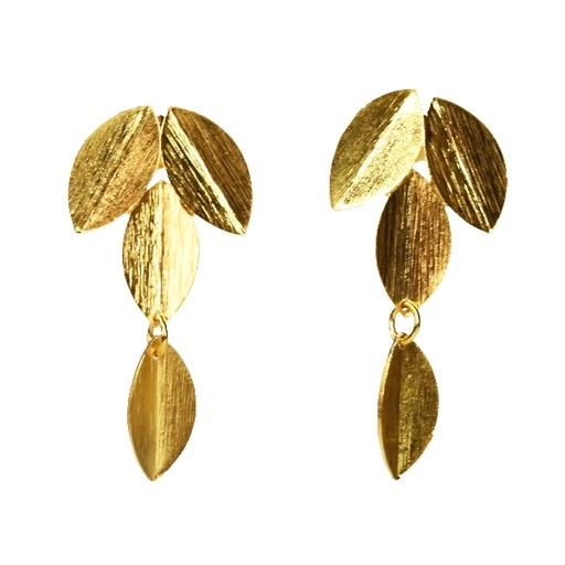 [002251] Earrings | Gold Plated Brass Leaf Motif Design