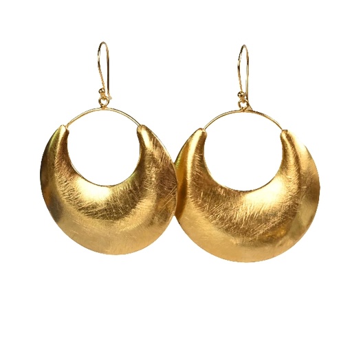 [002254] Earrings | Gold Plated Brass Hoop Drop