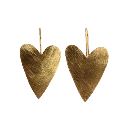 [002255] Earrings | Gold Plated Brass Heart Design