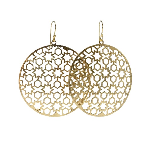 [002257] Earrings | Gold Plated Brass Jali Earrings