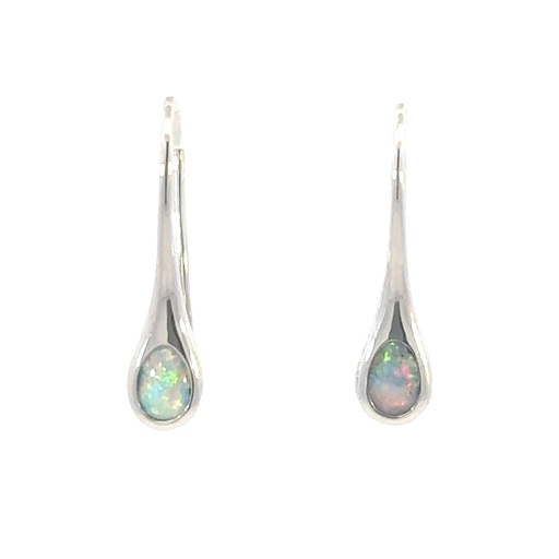 [002277] Solid Boulder Opal Earrings In Sterling Silver