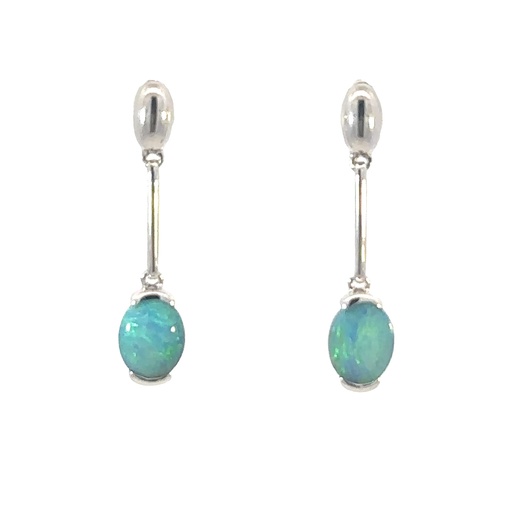 [002278] Solid Boulder Opal Earrings In Sterling Silver