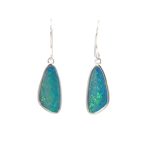 [002280] Freeform Opal Doublet Earrings In Silver