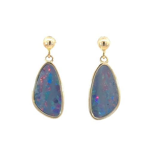 [002281] Opal Earrings | Yellow Gold Plated Silver