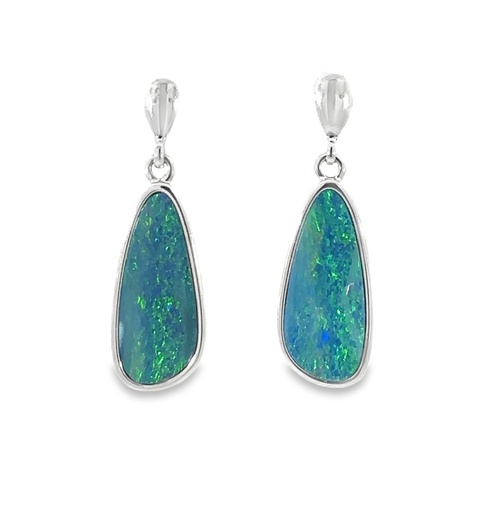 [002282] Freeform Opal Doublet Earrings In Sterling Silver