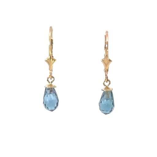 [002292] Earrings | London Blue Cubic Zirconia Drops In 14ct