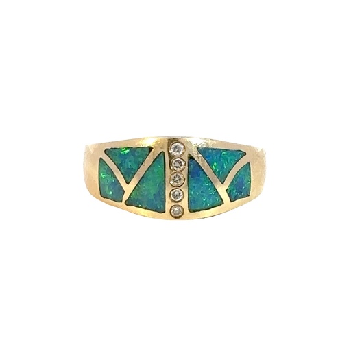 [002330] Opal And Diamond Ring | 14K