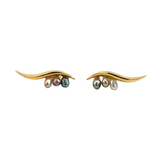 [002332] Pearl Stud Earrings In 18K Yellow Gold