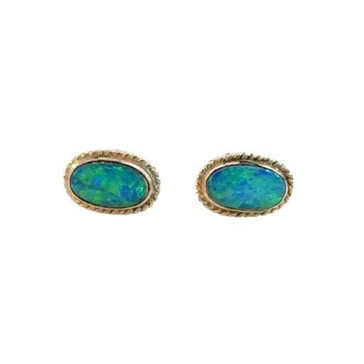 [002345] Doublet Opal Earrings | 9ct Gold