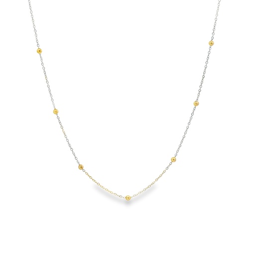 [002354] Necklace With Beads | 9k Yellow and White Gold 42cm