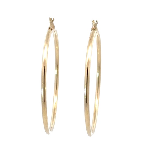 [002355] Hoop Earrings In 9ct Yellow Gold 50mm By 2mm