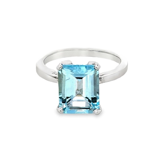 [002359] Blue Topaz Ring | 9K White Gold