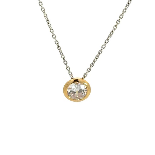 [25628] Sybella Silver & Gold Plate Cubic Zirconia Necklace