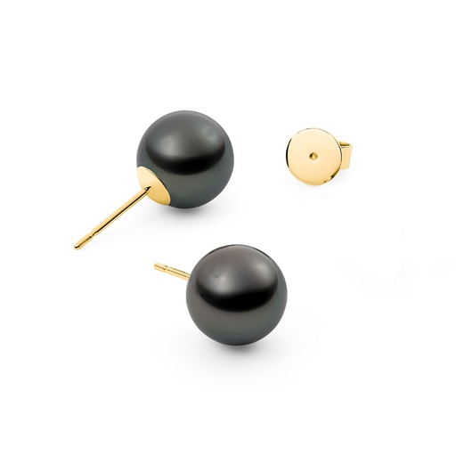 [25598] Tahitian Pearl Stud Earring In 14K Yellow Gold